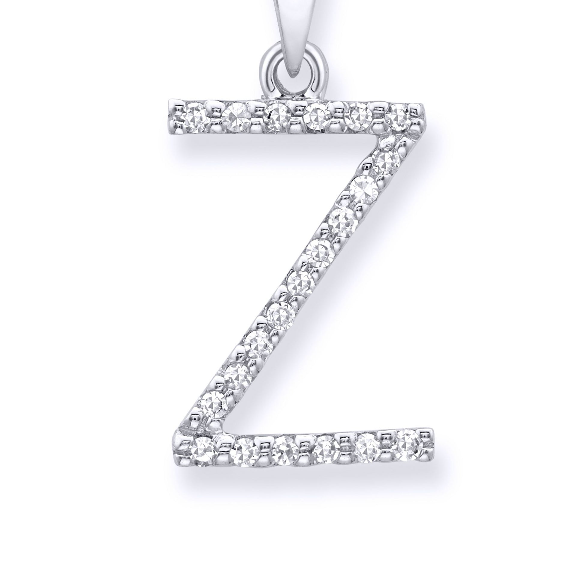 9ct White Gold  Diamond Initial Charm Pendant Letter Z - INNR029-Z