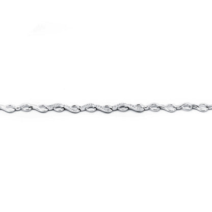 Sterling Silver  CZ Wavy Tears of Joy Line Bracelet 5mm 7.5 + 1" - JACOBJB010