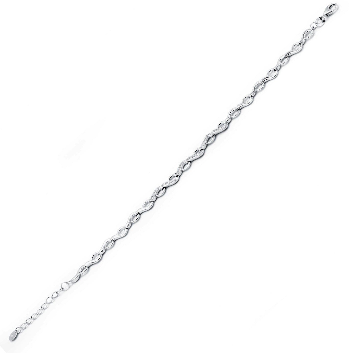 Sterling Silver  CZ Wavy Tears of Joy Line Bracelet 5mm 7.5 + 1" - JACOBJB010