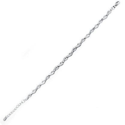 Sterling Silver  CZ Wavy Tears of Joy Line Bracelet 5mm 7.5 + 1" - JACOBJB010