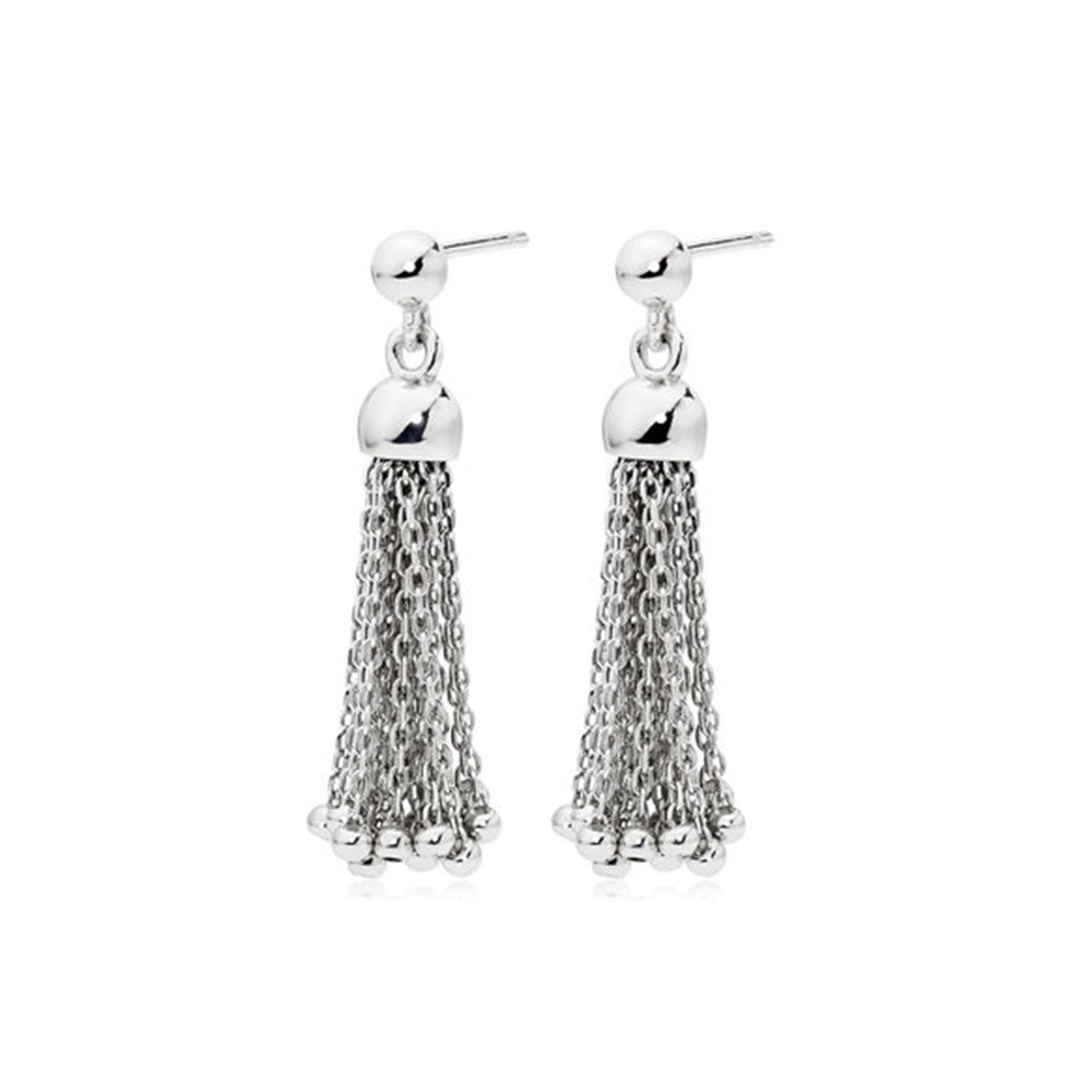 Sterling Silver  Tassle Beads Drop Earrings 40mm - JACOBJE004