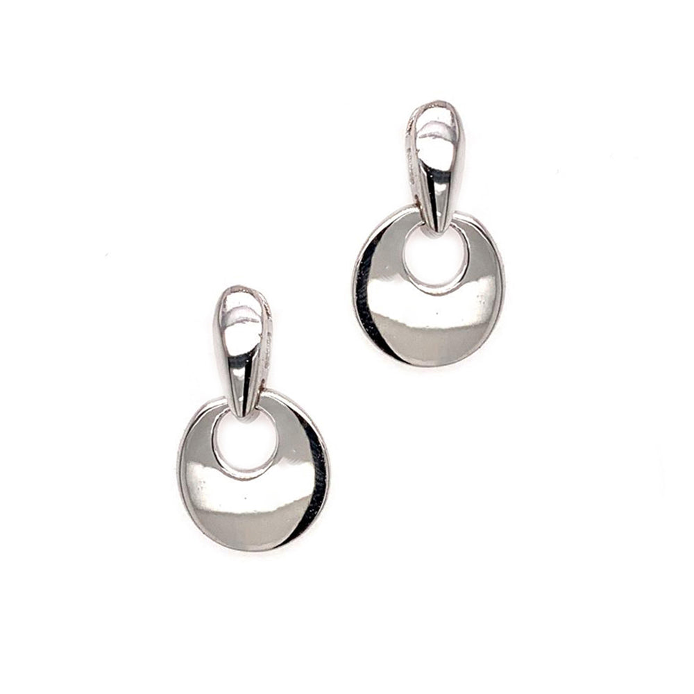 Sterling Silver  Hammered Creole Disc Drop Earrings 20mm - JACOBJE027
