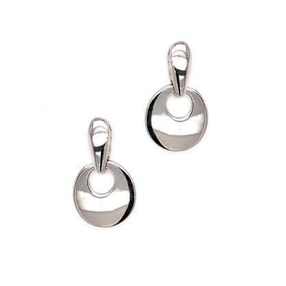 Sterling Silver  Hammered Creole Disc Drop Earrings 20mm - JACOBJE027