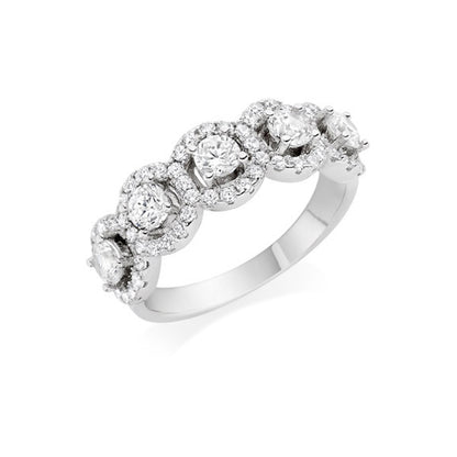 Sterling Silver  CZ Halo Cluster Eternity Ring 3mm 6mm - JACOBJR003