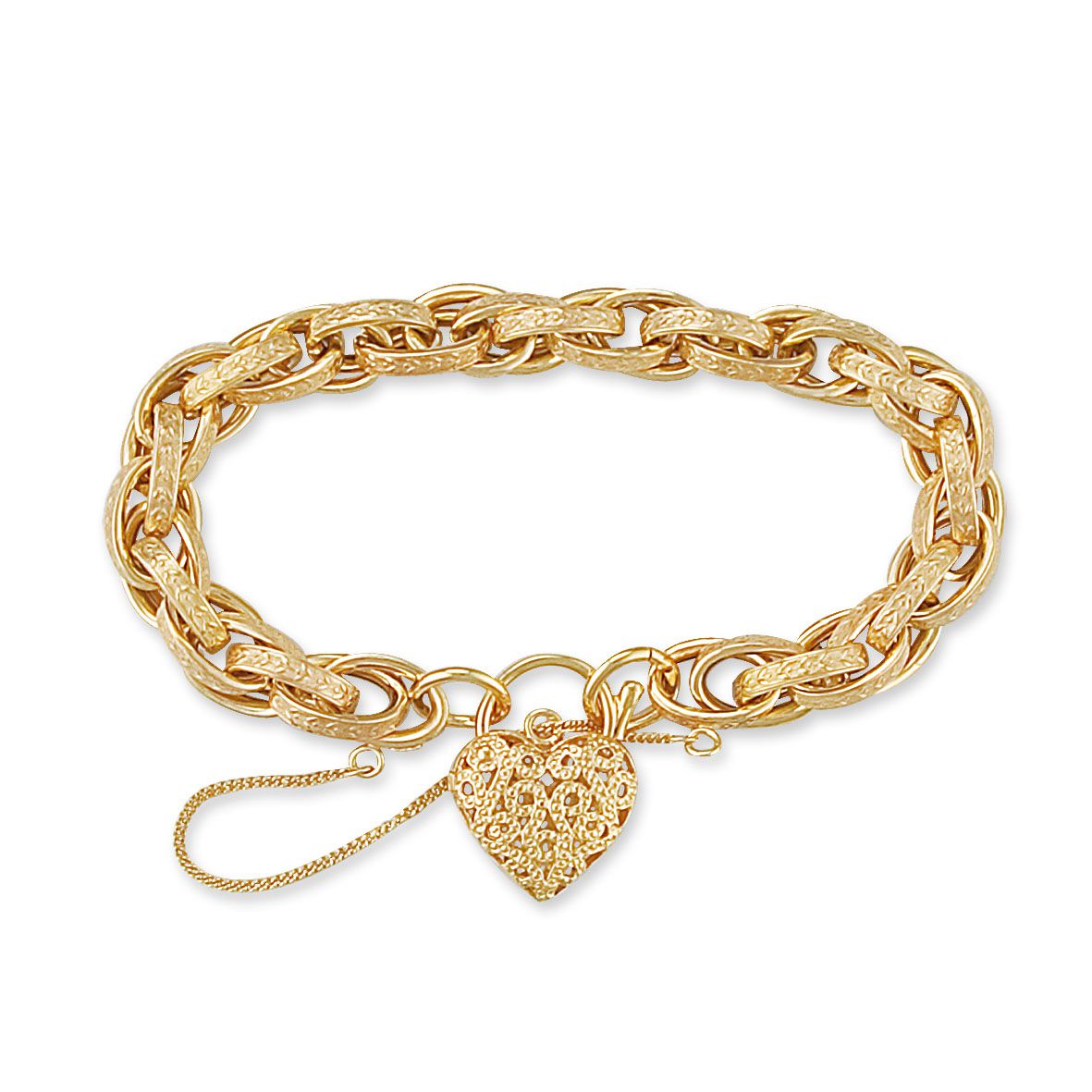 9ct Gold  Victorian Heart Prince Of Wales 9mm Bracelet - JBB016