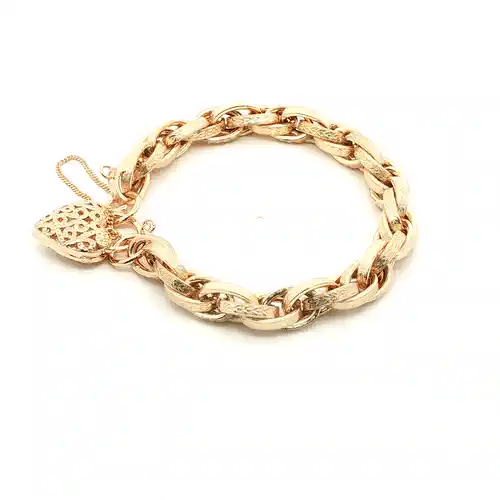 9ct Gold  Victorian Heart Prince Of Wales 9mm Bracelet - JBB016