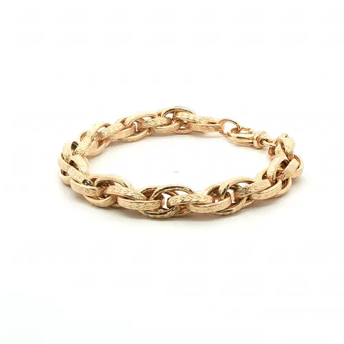 9ct Gold  Engraved Prince of Wales 9mm Chain Link Bracelet 7.5" - JBB017