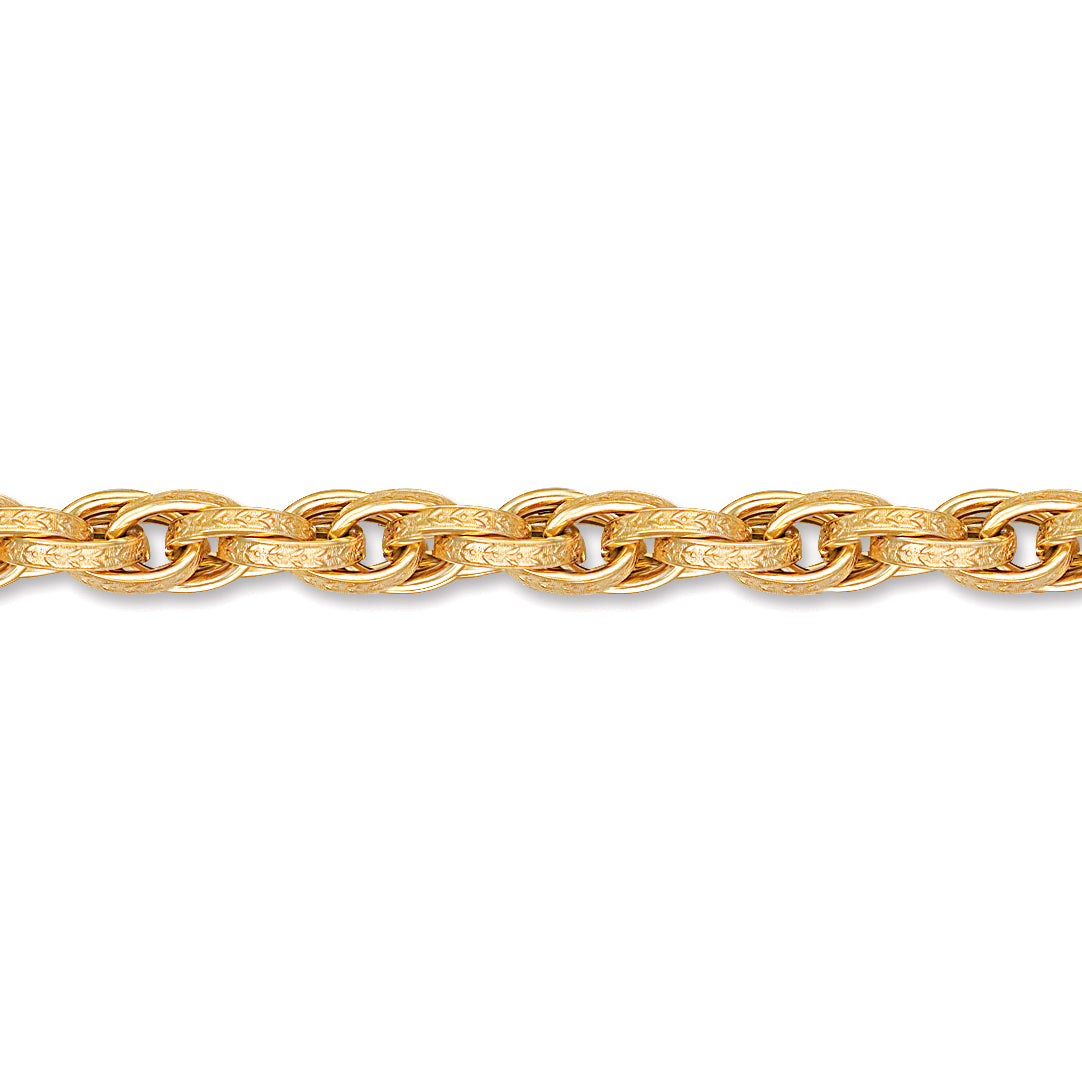 9ct Gold  Engraved Prince of Wales 9mm Chain Link Bracelet 7.5" - JBB017