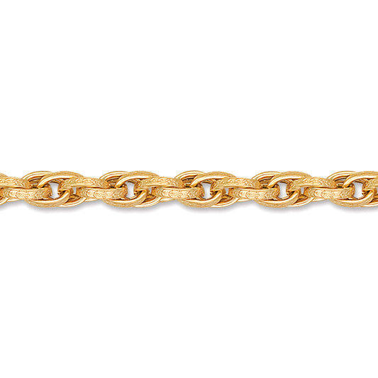 9ct Gold  Engraved Prince of Wales 9mm Chain Link Bracelet 7.5" - JBB017