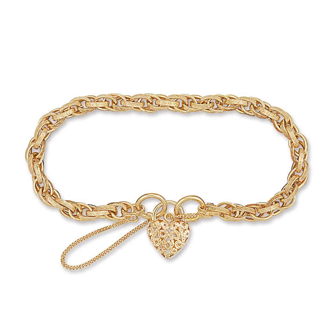 9ct Gold  Victorian Heart Prince Of Wales 6mm Bracelet - JBB163