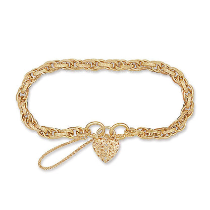9ct Gold  Victorian Heart Prince Of Wales 6mm Bracelet - JBB163