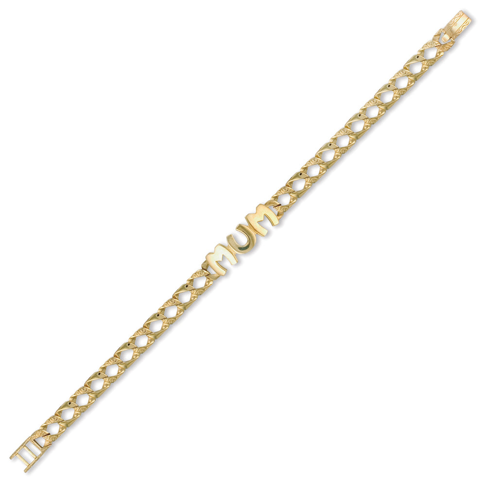 Ladies Solid 9ct Yellow Gold  MUM Venezia Curb 6mm Gauge Bracelet - JBB208