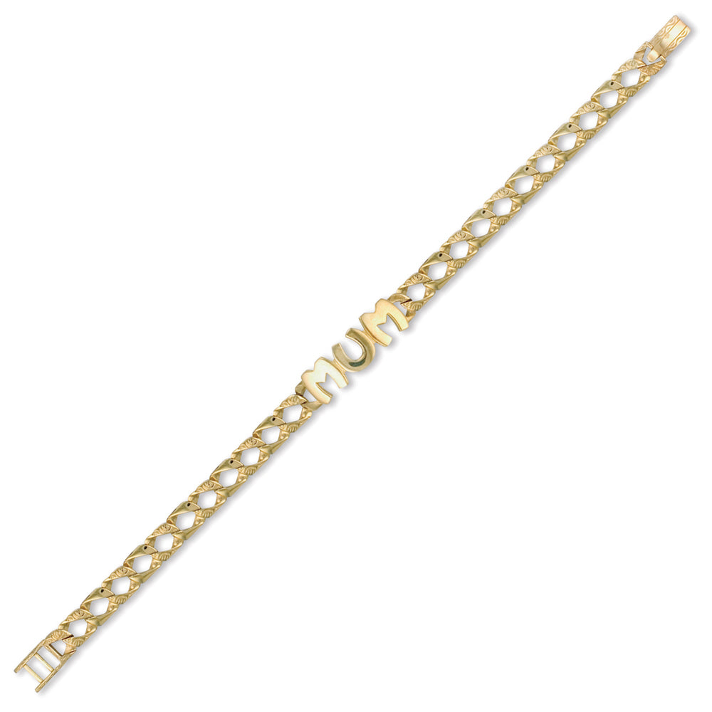 Ladies Solid 9ct Gold  MUM Venezia Curb 6mm Gauge Bracelet - JBB208