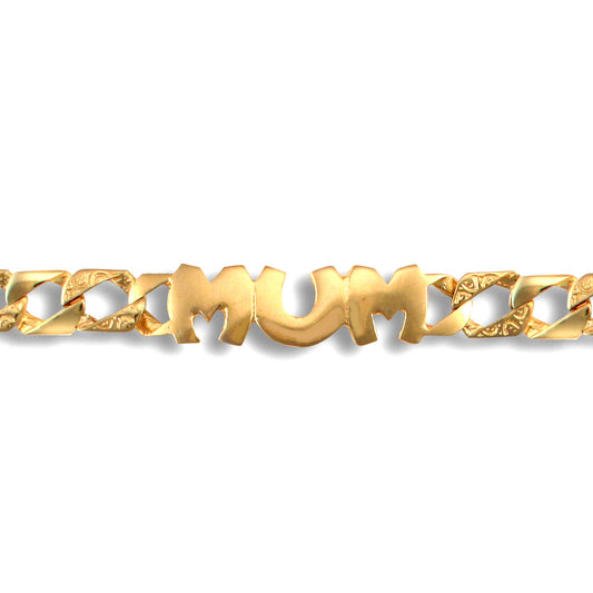 Ladies Solid 9ct Gold  MUM Venezia Curb 6mm Gauge Bracelet - JBB208