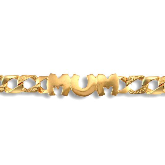 Ladies Solid 9ct Gold  MUM Venezia Curb 6mm Gauge Bracelet - JBB208