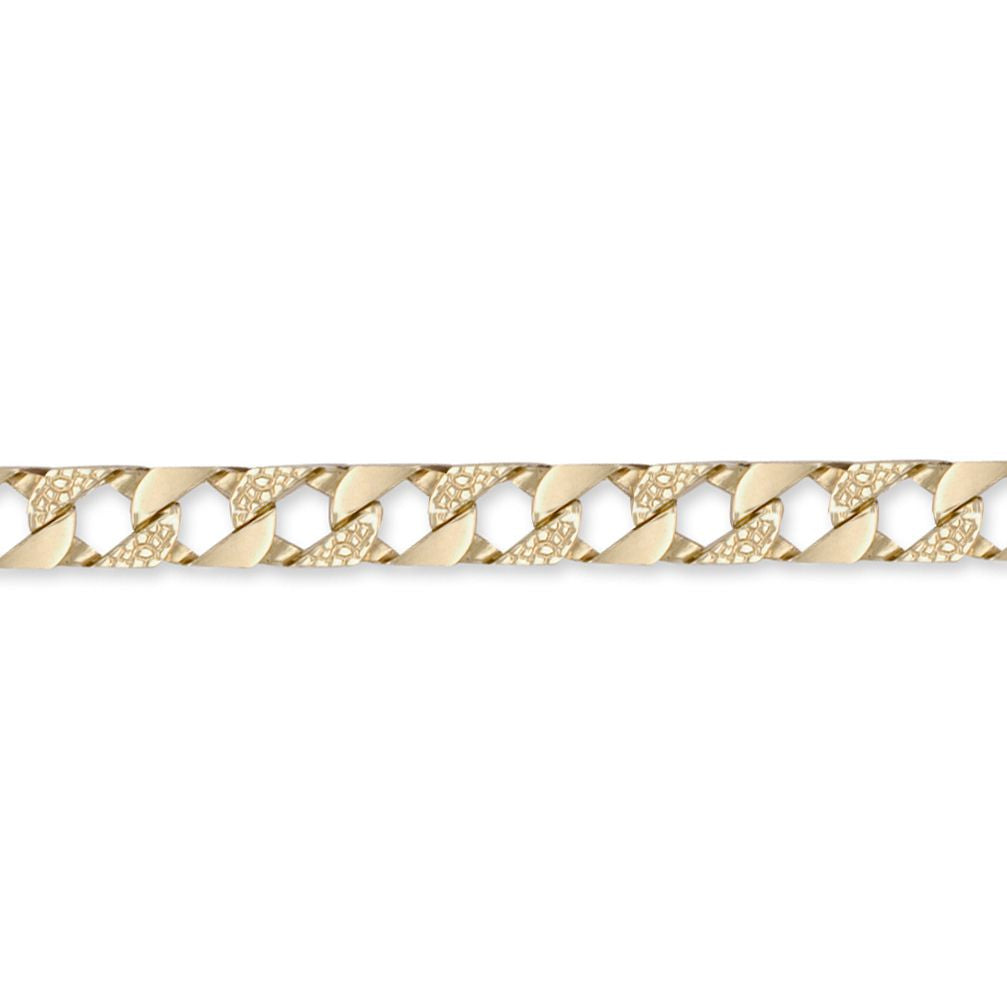 9ct Gold  Lizard Curb 9mm Cast Chain Bracelet, 8.5 inch - JBB216