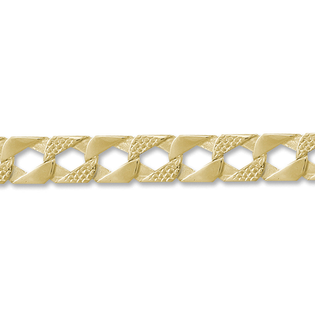 Mens 9ct Gold  Lizard Curb 13mm Cast Chain Bracelet, 9 inch - JBB273