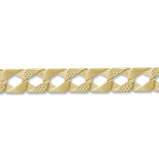 Mens 9ct Gold  Lizard Curb 13mm Cast Chain Bracelet, 9 inch - JBB273
