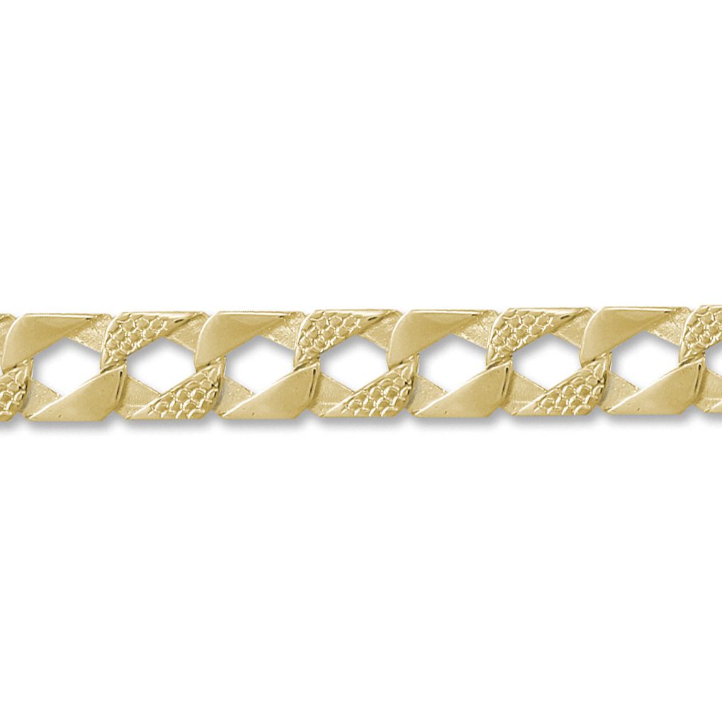 Mens 9ct Gold  Lizard Curb 13mm Cast Chain Necklace - JBB273