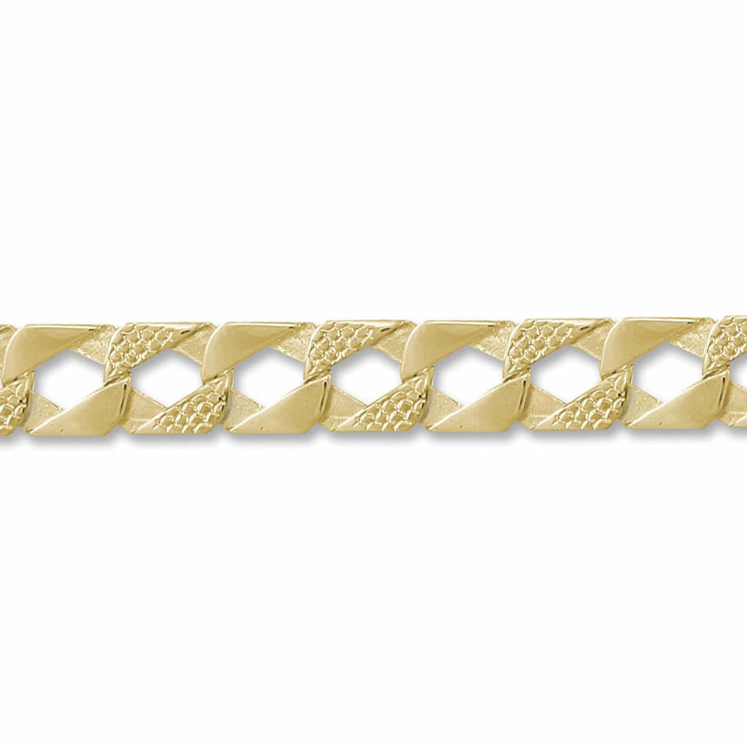 Mens 9ct Gold  Lizard Curb 13mm Cast Chain Bracelet, 9 inch - JBB273