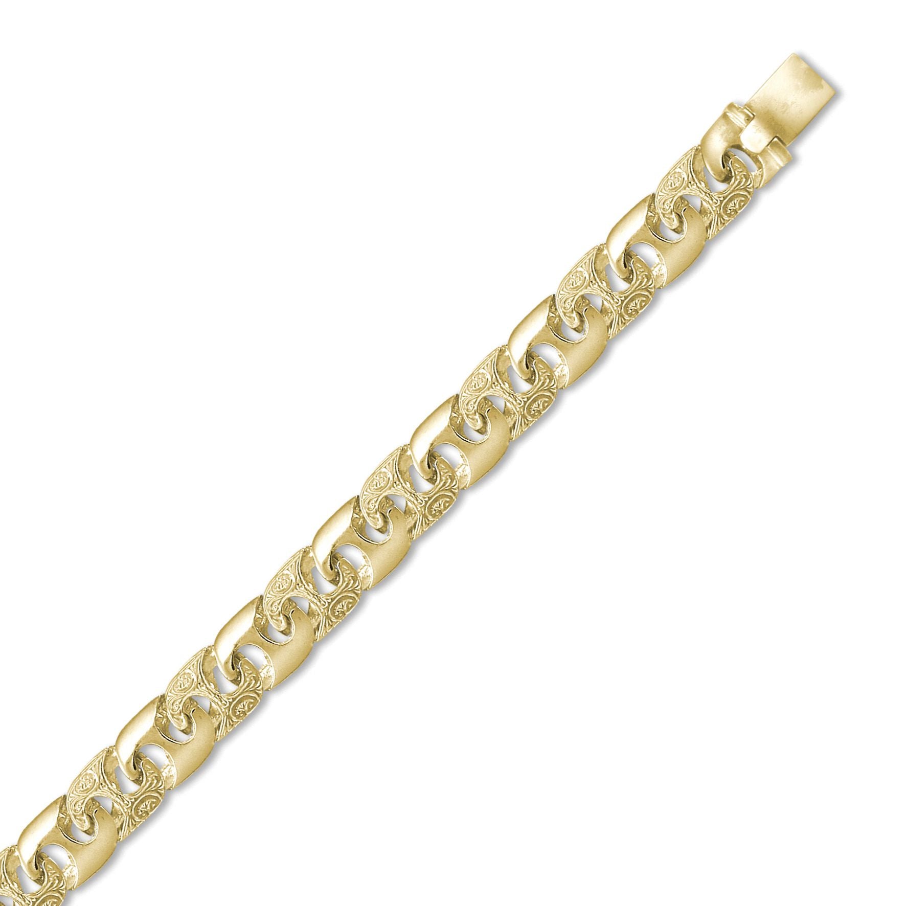 Mens 9ct Gold  Bali Link 13mm Cast Chain Necklace - JBB282