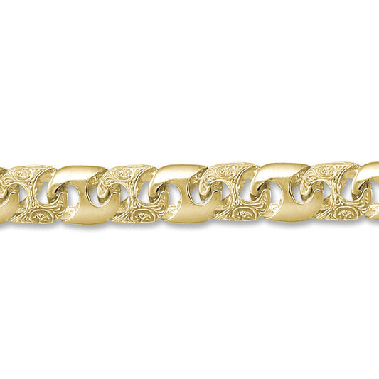Mens 9ct Gold  Bali Link 13mm Cast Chain Bracelet, 9 inch - JBB282