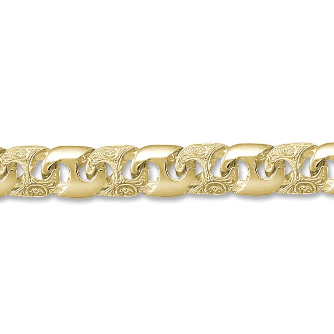 Mens 9ct Gold  Bali Link 13mm Cast Chain Bracelet, 9 inch - JBB282