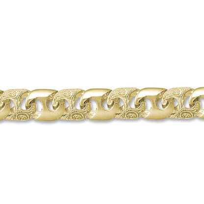 Mens 9ct Gold  Bali Link 13mm Cast Chain Bracelet, 9 inch - JBB282