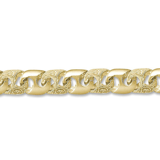 Mens 9ct Gold  Bali Link 13mm Cast Chain Bracelet, 9 inch - JBB282