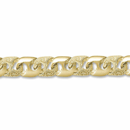 Mens 9ct Gold  Bali Link 13mm Cast Chain Bracelet, 9 inch - JBB282