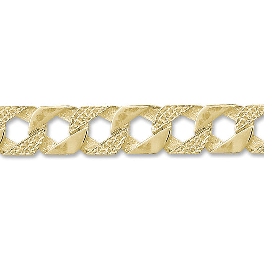 Mens 9ct Gold  Lizard Curb 16mm Cast Chain Bracelet, 9 inch - JBB289