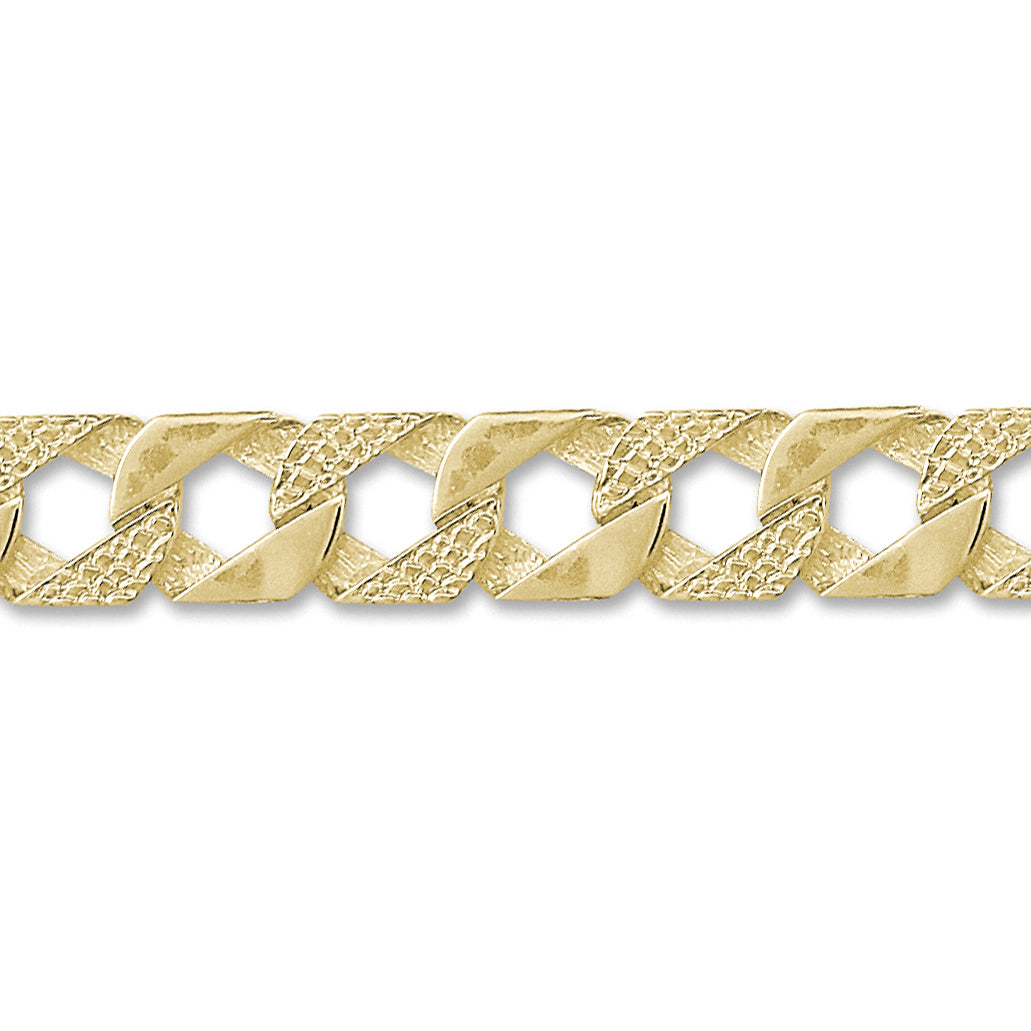 Mens 9ct Gold  Lizard Curb 16mm Cast Chain Bracelet, 9 inch - JBB289