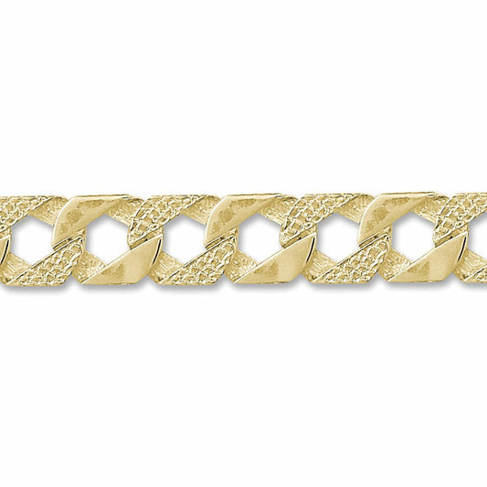 Mens 9ct Gold  Lizard Curb 16mm Cast Chain Bracelet, 9 inch - JBB289