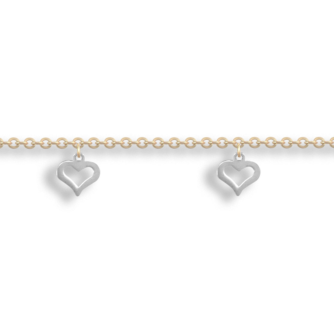 9ct 2-Colour Gold  Loves 1.7mm Charm Bracelet - JBB315