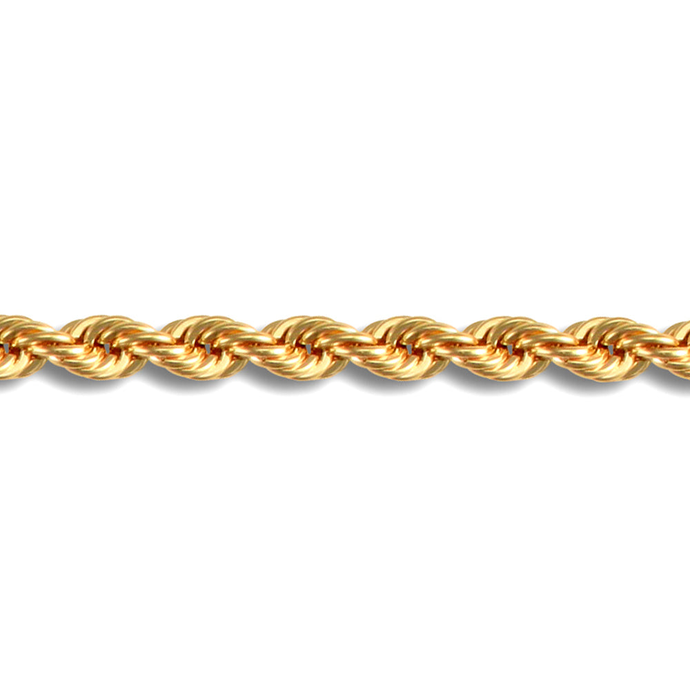 9ct Gold  Diamond Cut Hollow Rope 4.3mm Chain Necklace - JBB325