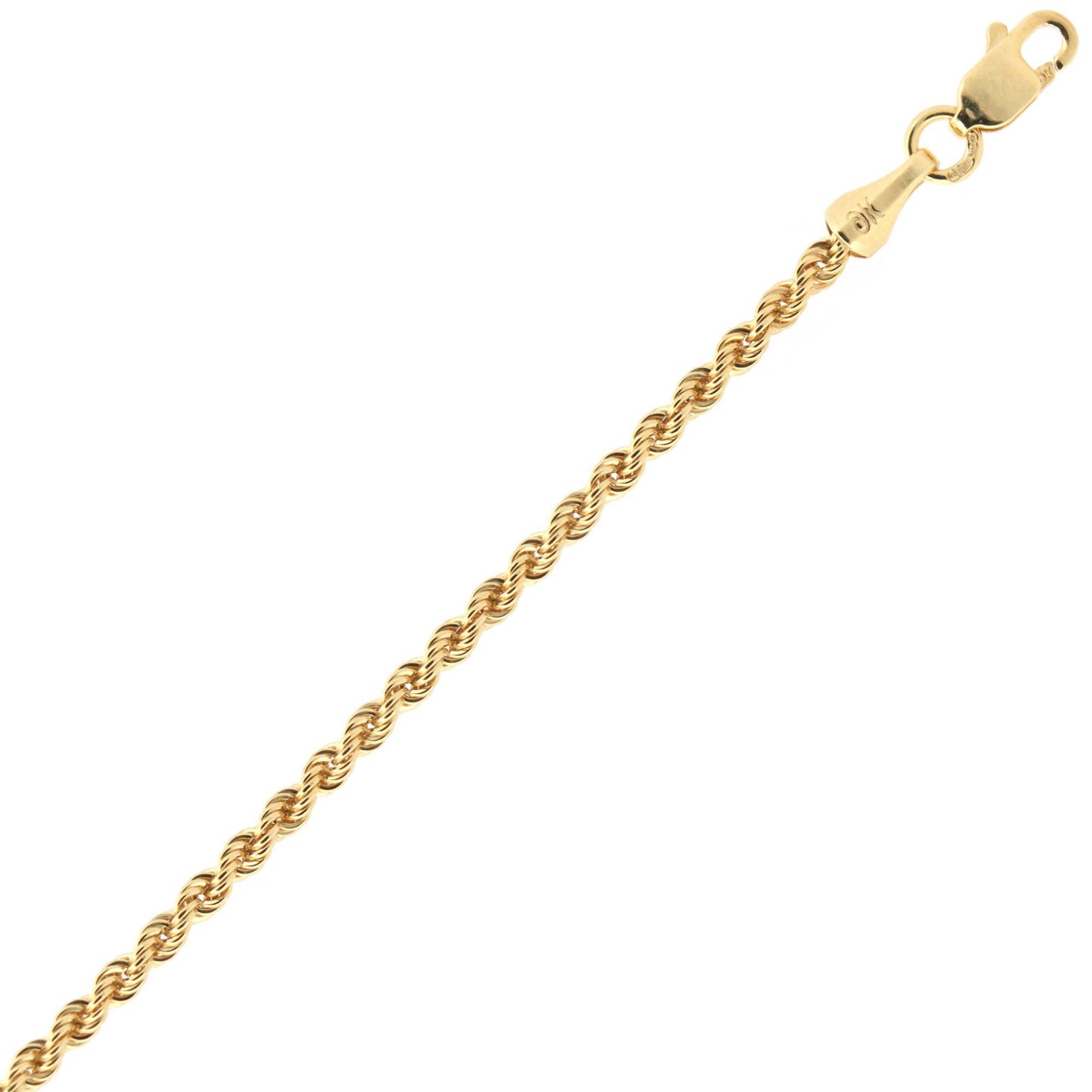 9ct Gold  Diamond Cut Hollow Rope 2mm Chain Necklace - JBB325B