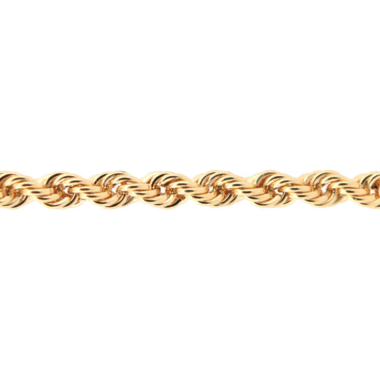 9ct Gold  Diamond Cut Hollow Rope 3mm Chain Bracelet 7.5 inch 19cm - JBB325C