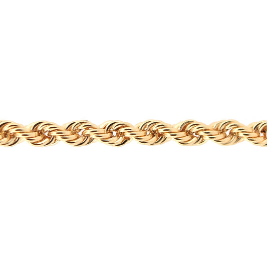 9ct Gold  Diamond Cut Hollow Rope 3mm Chain Bracelet 7.5 inch 19cm - JBB325C