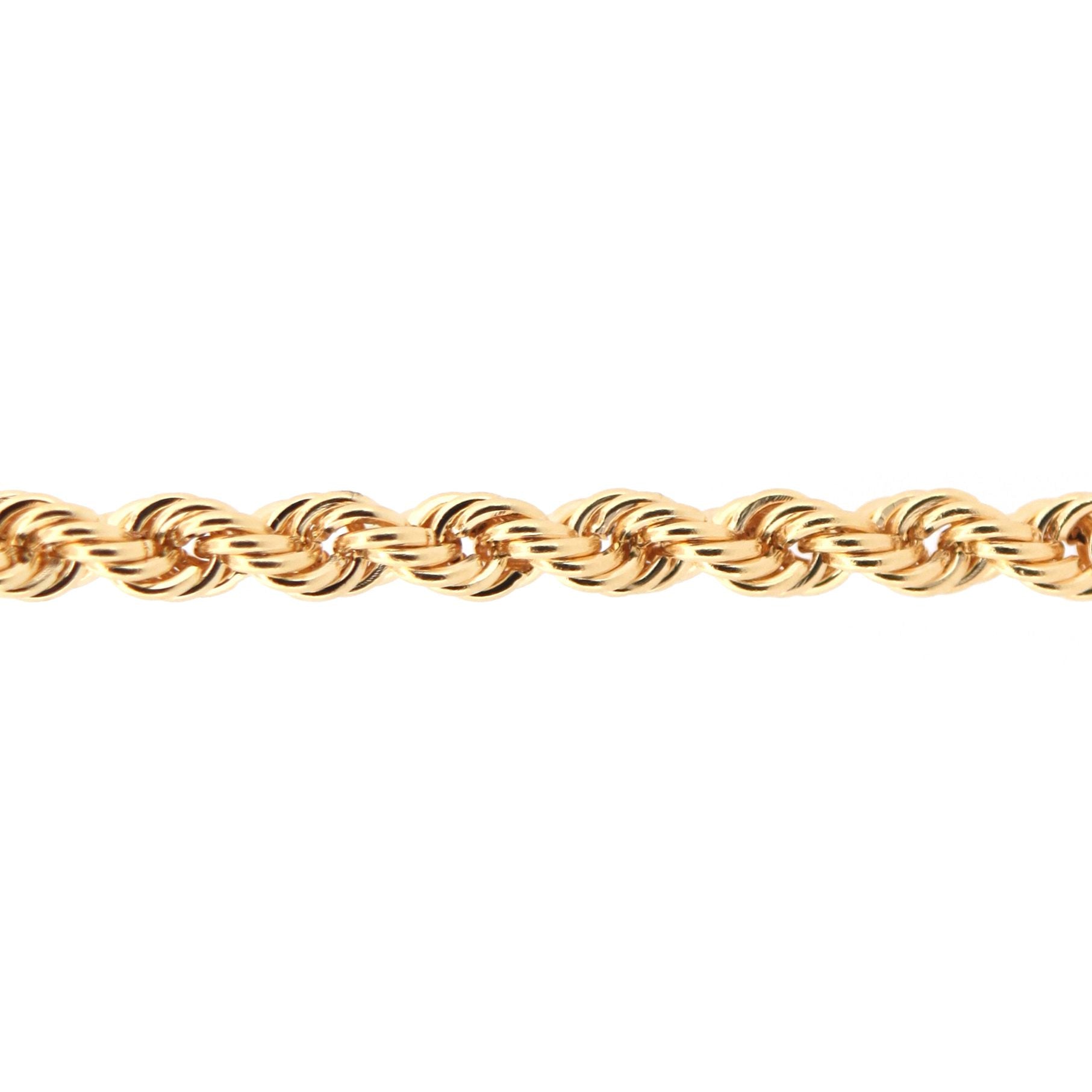 9ct Gold  Diamond Cut Hollow Rope 3mm Chain Bracelet 7.5 inch 19cm - JBB325C