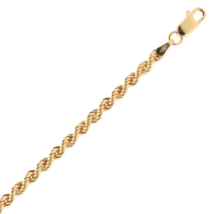 9ct Gold  Diamond Cut Hollow Rope 3mm Chain Necklace - JBB325C