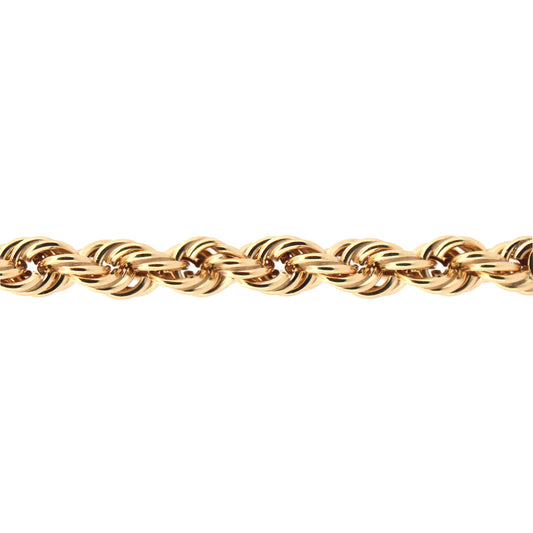 9ct Gold  Diamond Cut Hollow Rope 5mm Chain Bracelet 7.5 inch 19cm - JBB325D