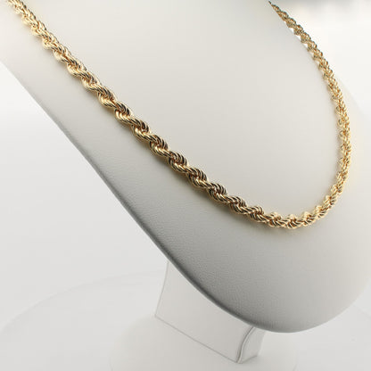 9ct Gold  Diamond Cut Hollow Rope 5mm Chain Necklace - JBB325D