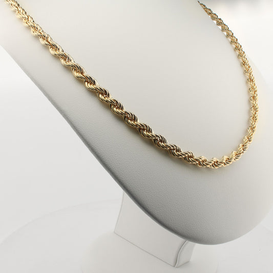 9ct Gold  Diamond Cut Hollow Rope 5mm Chain Necklace - JBB325D