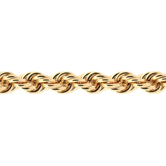9ct Gold  Diamond Cut Hollow Rope 6mm Chain Bracelet 7.5 inch 19cm - JBB325E