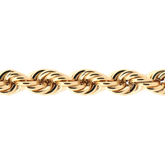 9ct Gold  Diamond Cut Hollow Rope 7.5mm Chain Necklace - JBB325F