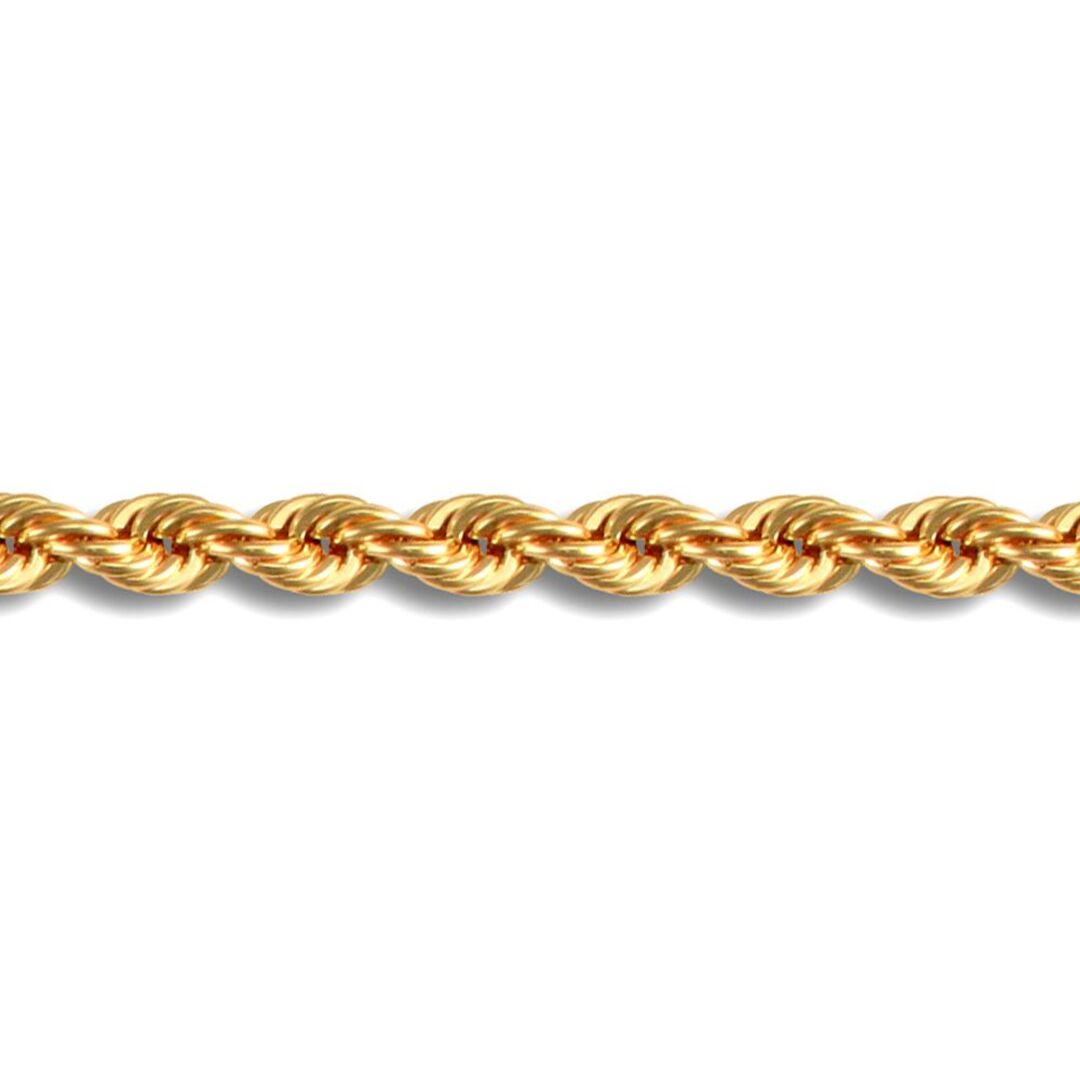 9ct Gold  Diamond Cut Rope 4.3mm Chain Bracelet, 7.5 inch 19cm - JBB325