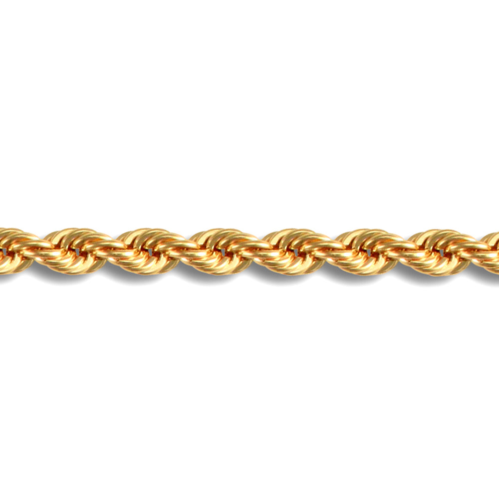 9ct Gold  Diamond Cut Rope 4.3mm Chain Bracelet, 7.5 inch 19cm - JBB325