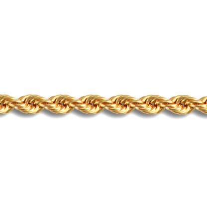 9ct Gold  Diamond Cut Rope 4.3mm Chain Bracelet, 7.5 inch 19cm - JBB325