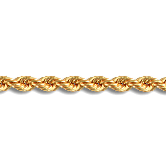 9ct Gold  Diamond Cut Rope 4.3mm Chain Bracelet, 7.5 inch 19cm - JBB325