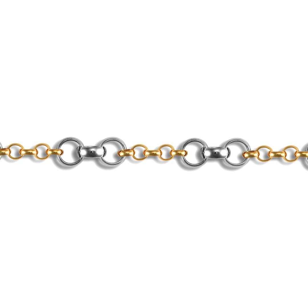 Ladies 9ct Yellow and White Gold  Belcher 4mm & 7mm Gauge Bracelet - JBB326